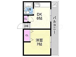 JR山陰本線 花園駅 徒歩10分の賃貸マンション 1階1DKの間取り