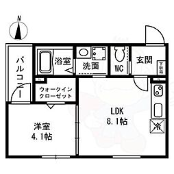 F asecia Canale 1階1LDKの間取り