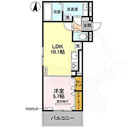 GRAMM六地蔵 B棟 3階1LDKの間取り