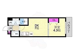 ARCA山科 5階1DKの間取り
