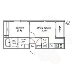 アークヴィラ東野 3階1DKの間取り