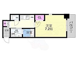 エストゥルース京都 7階1Kの間取り