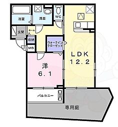 リボーン明誠 1階1LDKの間取り