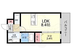 MJC京都西大路1 5階1LDKの間取り