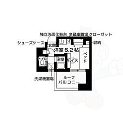 キャンパスヴィレッジ京都一乗寺 4階ワンルームの間取り