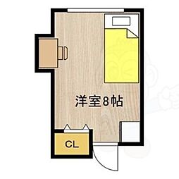 レヴィア北白川 ワンルームの間取図画像