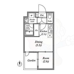 京都地下鉄東西線 山科駅 徒歩12分の賃貸マンション 1階1DKの間取り