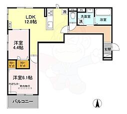 ヌーベル・ヴィー侍従池 3階2LDKの間取り