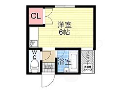 アーネスト黒門 2階ワンルームの間取り
