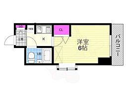 DETOM-1烏丸二条 4階1Kの間取り