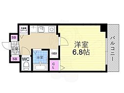 スワンズ京都大将軍 3階1Kの間取り