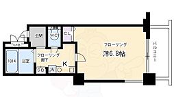 プレサンス京都二条城前 2階1Kの間取り