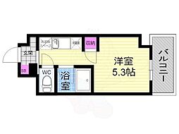 キャンパスヴィレッジ京都西京極 5階ワンルームの間取り