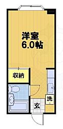 京福電気鉄道北野線 北野白梅町駅 徒歩21分の賃貸マンション 2階ワンルームの間取り