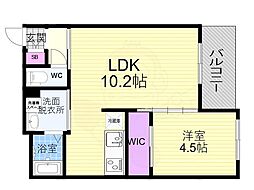スワンズ京都東寺ガーデン 4階1LDKの間取り