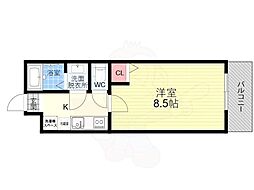 JR山陰本線 花園駅 徒歩14分の賃貸マンション 3階1Kの間取り