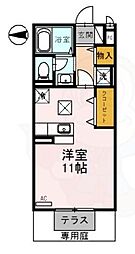 阪急京都本線 桂駅 徒歩21分の賃貸アパート 1階ワンルームの間取り