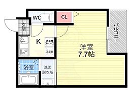 EN西ノ京二条 1階1Kの間取り