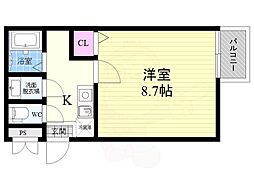 JR東海道・山陽本線 京都駅 徒歩9分の賃貸マンション 1階1Kの間取り