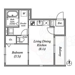 Bloom’s Terrace Nagitsuji 3階1LDKの間取り