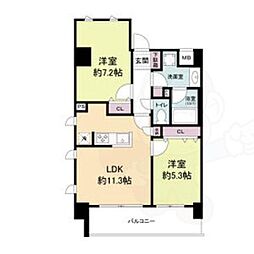 ブランシエスタ山科大塚 2階2LDKの間取り
