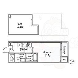 京都市営烏丸線 竹田駅 徒歩9分の賃貸アパート 2階ワンルームの間取り
