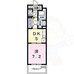 ヴィラ デュース 4階1DKの間取り