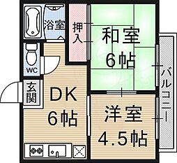 サングリーンハイツ 2階2DKの間取り