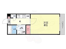 ブリリアコート龍谷大前 2階1Kの間取り