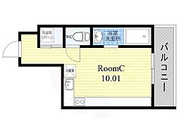 京阪本線 藤森駅 徒歩6分の賃貸マンション 2階ワンルームの間取り