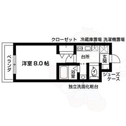 ジョバニフォーリエ 1階1Kの間取り