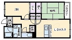レジディア太秦 2階2LDKの間取り