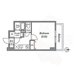 アドバンス京都アクィラ 5階1Kの間取り