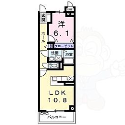 アクアパレス 3階1LDKの間取り