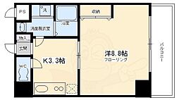 グランフォート伏見 2階1Kの間取り