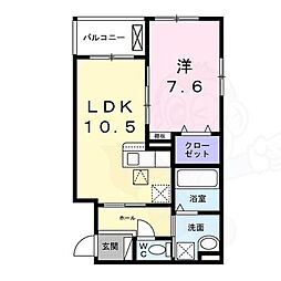 シャルマン唐橋南 1LDKの間取図画像
