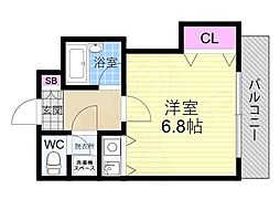 聖護院谷口マンション 3階ワンルームの間取り