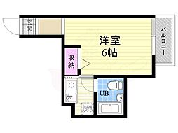 ラピス京都神宮道 5階1Kの間取り