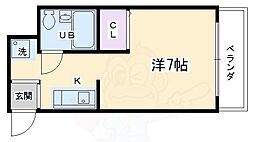 ラピス京都神宮道 2階1Kの間取り