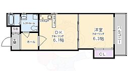 K’z ALLAY 4階1DKの間取り