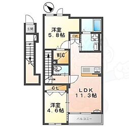 フィラーレ藤 2階2LDKの間取り