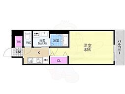 ベラジオ雅び京都洛北ガーデン 3階1Kの間取り