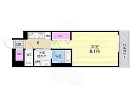 ベラジオ雅び京都洛北ガーデン 5階1Kの間取り