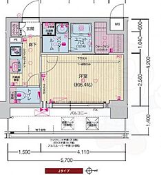 プレサンスTHEKYOTO東福寺WEST 1Kの間取図画像