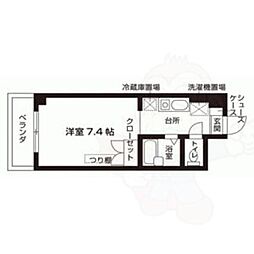 プリマード御陵 1Kの間取図画像