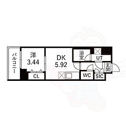 LW京都桜邸 1DKの間取図画像