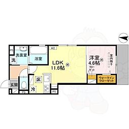 エスポワメゾン烏丸北大路 1LDKの間取図画像