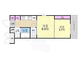 CRESTTAPP京都二条 2Kの間取図画像