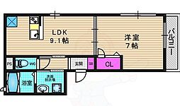 Garden鴨川御所東 1LDKの間取図画像