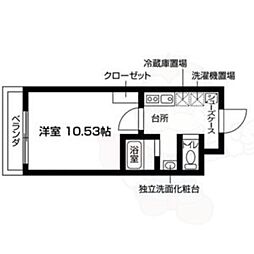 フラッツ室町 1Kの間取図画像